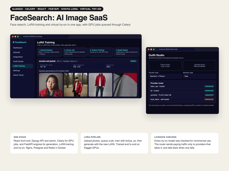FaceSearch AI image SaaS with LoRA training